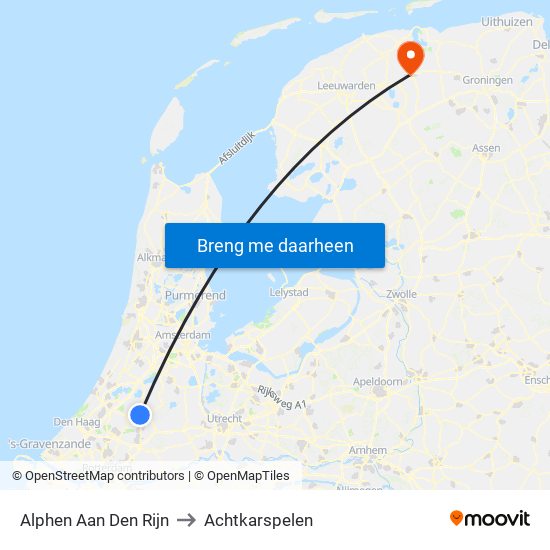 Alphen Aan Den Rijn to Achtkarspelen map