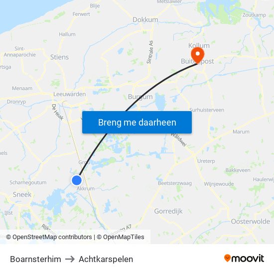 Boarnsterhim to Achtkarspelen map