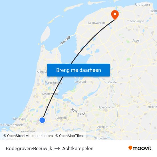 Bodegraven-Reeuwijk to Achtkarspelen map