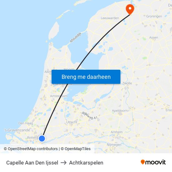 Capelle Aan Den Ijssel to Achtkarspelen map