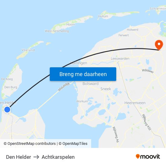 Den Helder to Achtkarspelen map