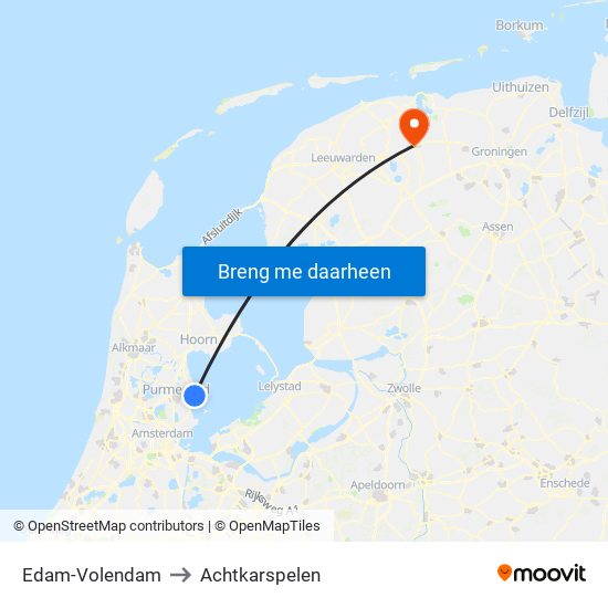 Edam-Volendam to Achtkarspelen map