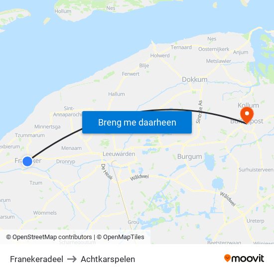 Franekeradeel to Achtkarspelen map
