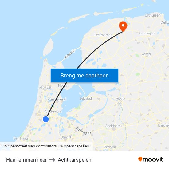 Haarlemmermeer to Achtkarspelen map