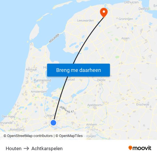 Houten to Achtkarspelen map