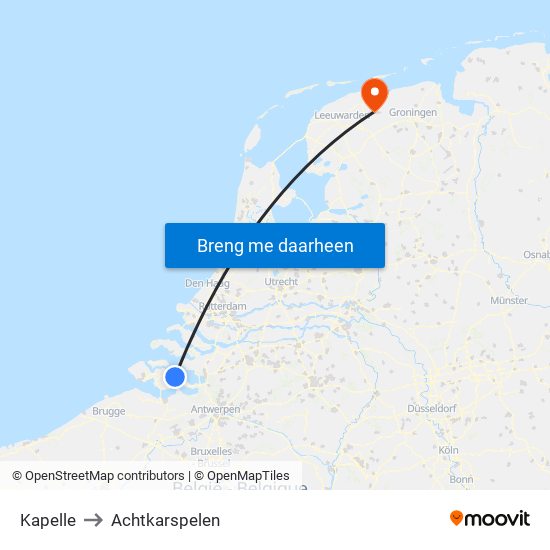 Kapelle to Achtkarspelen map