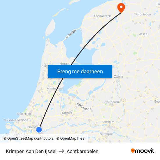 Krimpen Aan Den Ijssel to Achtkarspelen map