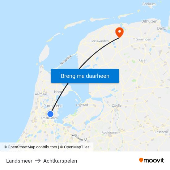 Landsmeer to Achtkarspelen map