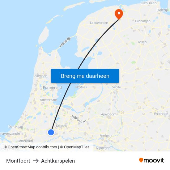 Montfoort to Achtkarspelen map