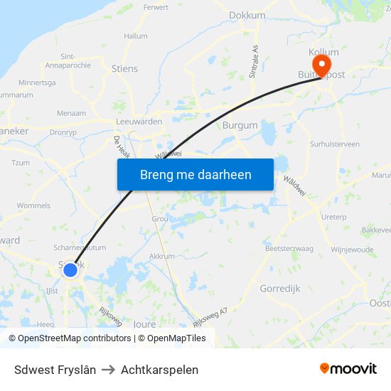 Sdwest Fryslân to Achtkarspelen map