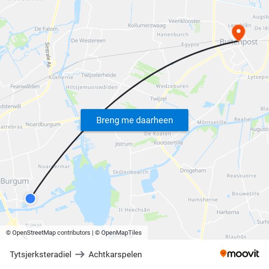 Tytsjerksteradiel to Achtkarspelen map