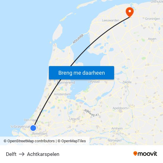 Delft to Achtkarspelen map