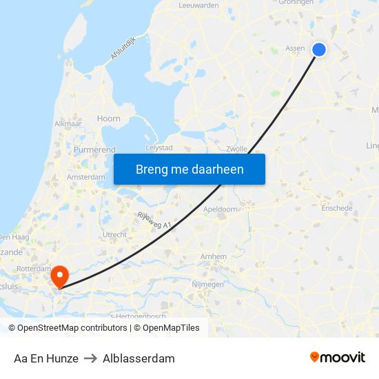 Aa En Hunze to Alblasserdam map