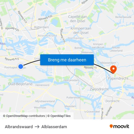 Albrandswaard to Alblasserdam map