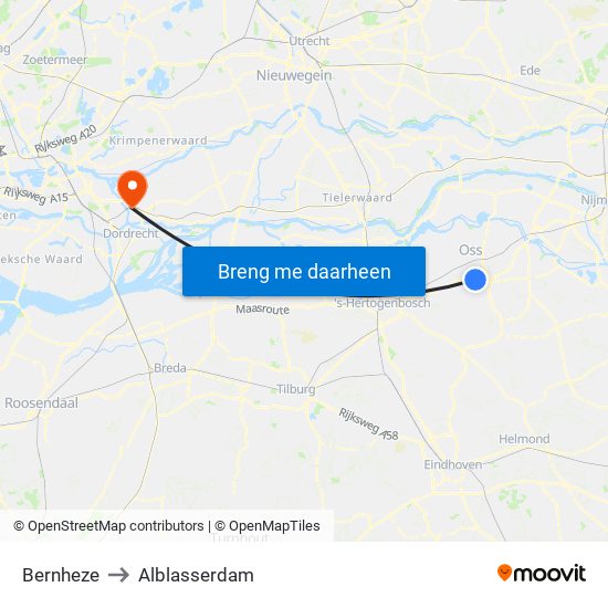 Bernheze to Alblasserdam map