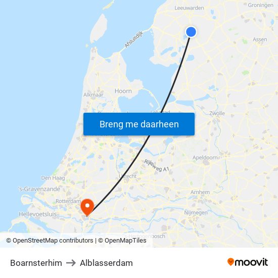 Boarnsterhim to Alblasserdam map
