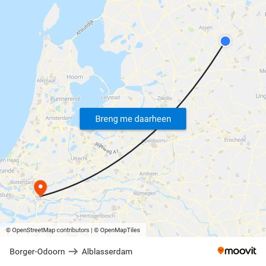 Borger-Odoorn to Alblasserdam map