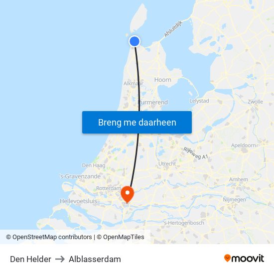 Den Helder to Alblasserdam map