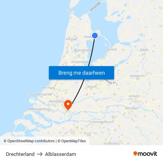 Drechterland to Alblasserdam map