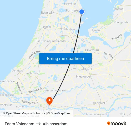 Edam-Volendam to Alblasserdam map