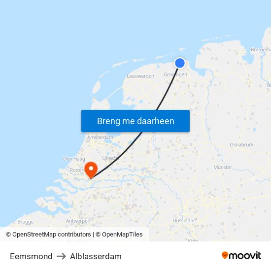 Eemsmond to Alblasserdam map