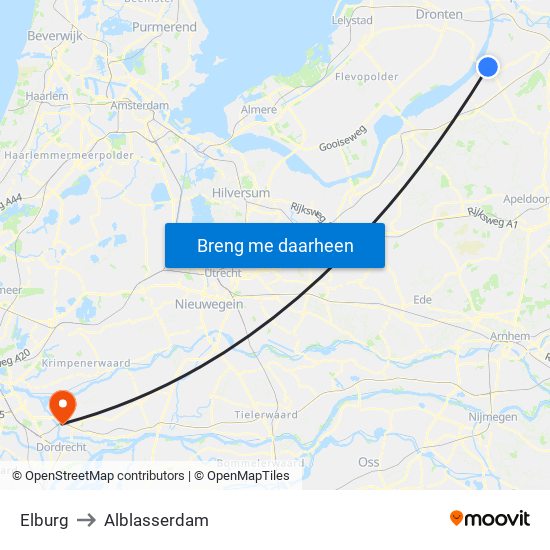 Elburg to Alblasserdam map