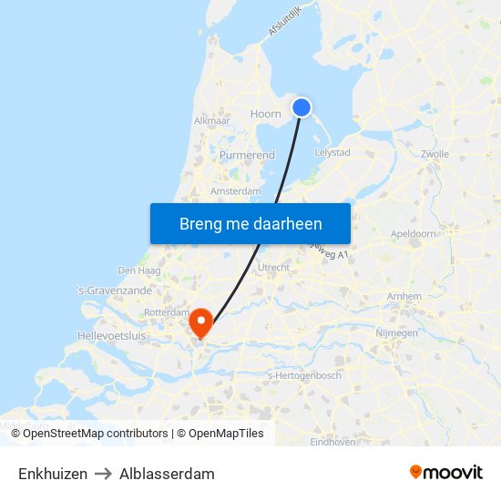 Enkhuizen to Alblasserdam map