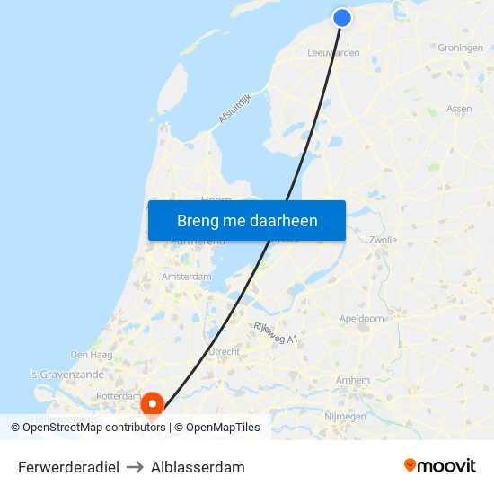 Ferwerderadiel to Alblasserdam map