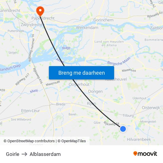 Goirle to Alblasserdam map