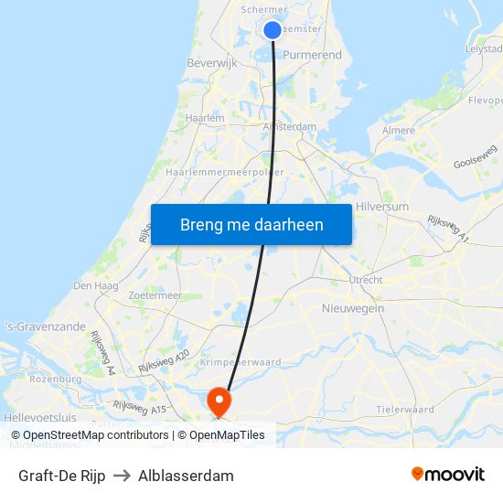 Graft-De Rijp to Alblasserdam map