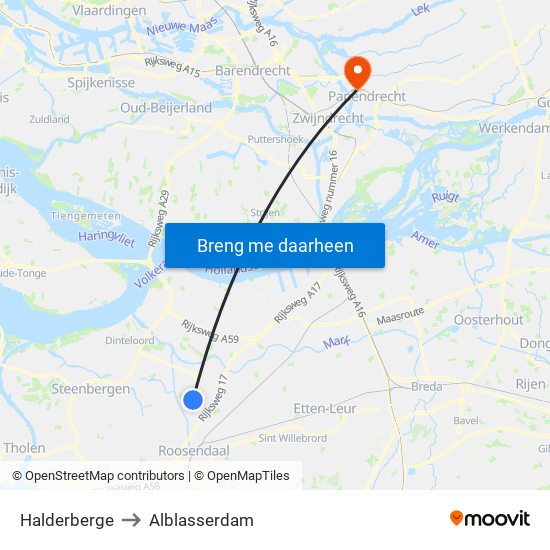 Halderberge to Alblasserdam map