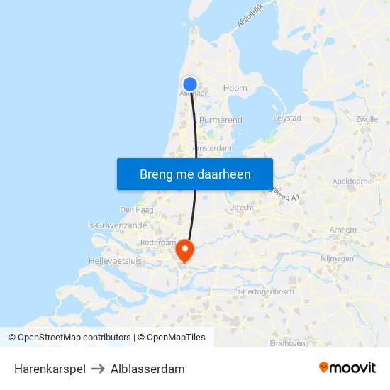 Harenkarspel to Alblasserdam map