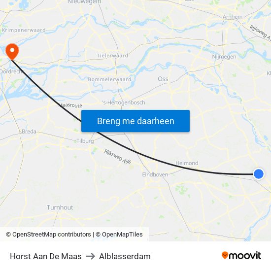 Horst Aan De Maas to Alblasserdam map