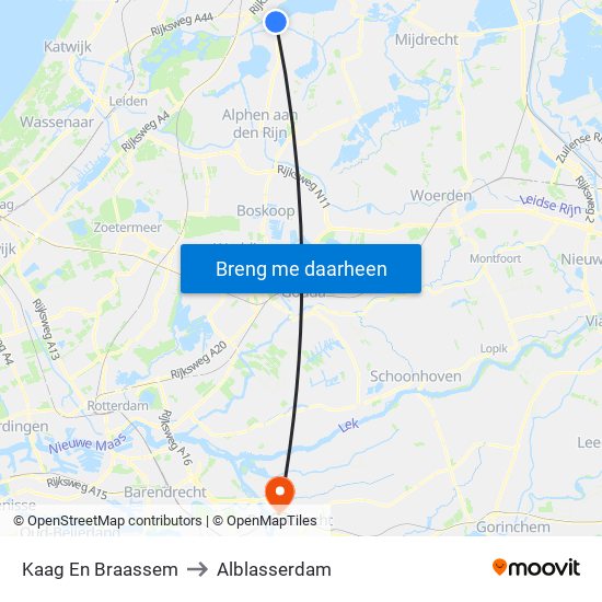 Kaag En Braassem to Alblasserdam map