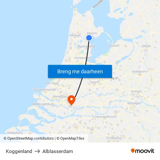 Koggenland to Alblasserdam map