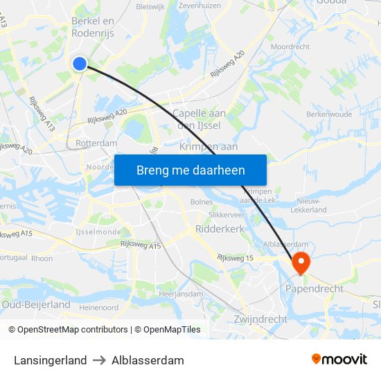 Lansingerland to Alblasserdam map