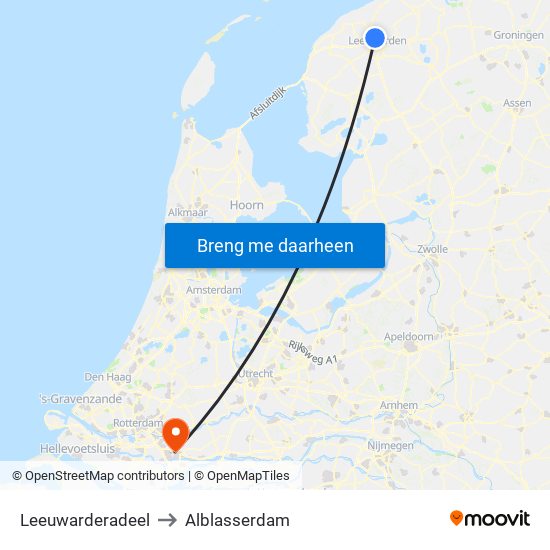 Leeuwarderadeel to Alblasserdam map