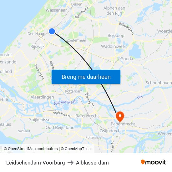 Leidschendam-Voorburg to Alblasserdam map