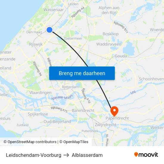 Leidschendam-Voorburg to Alblasserdam map