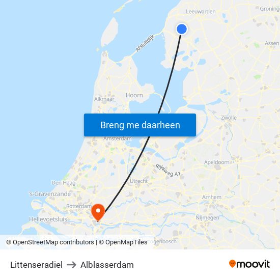 Littenseradiel to Alblasserdam map