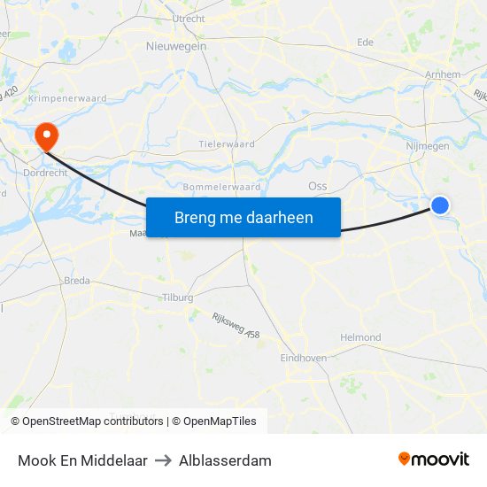 Mook En Middelaar to Alblasserdam map