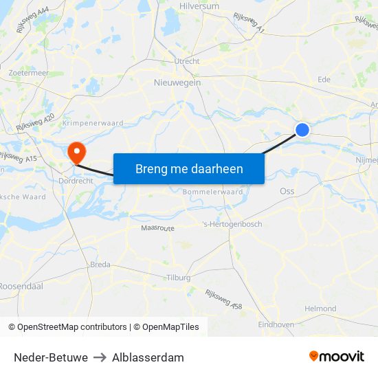 Neder-Betuwe to Alblasserdam map