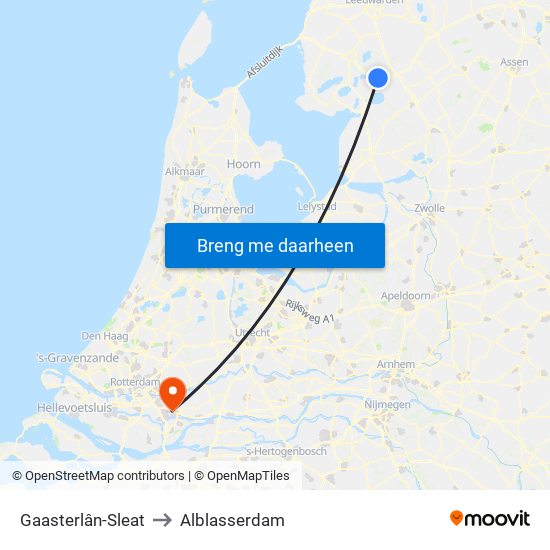 Gaasterlân-Sleat to Alblasserdam map