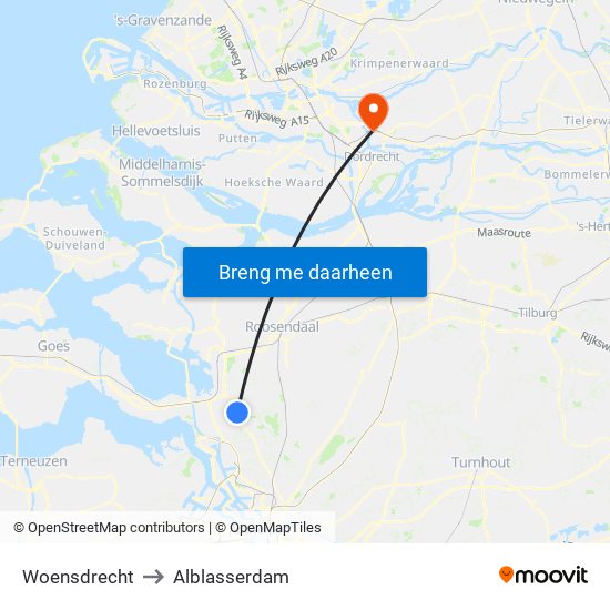 Woensdrecht to Alblasserdam map