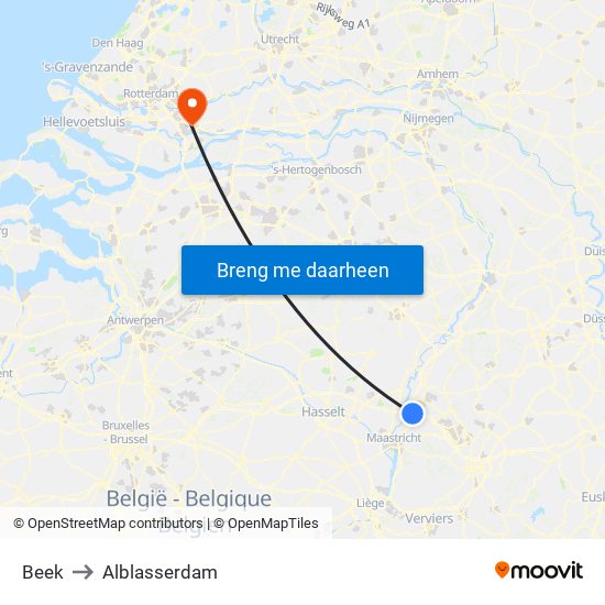Beek to Alblasserdam map