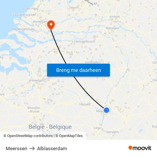 Meerssen to Alblasserdam map