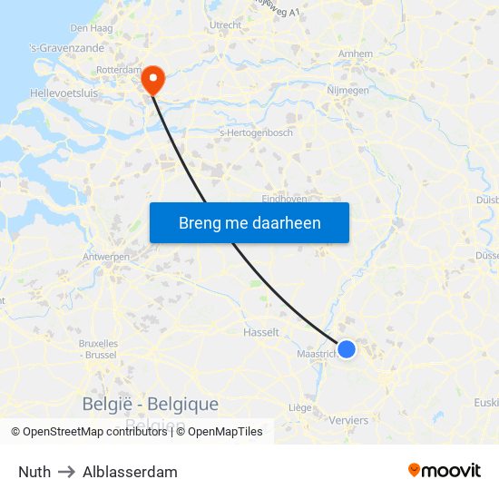 Nuth to Alblasserdam map