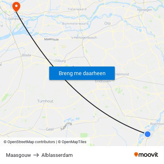 Maasgouw to Alblasserdam map