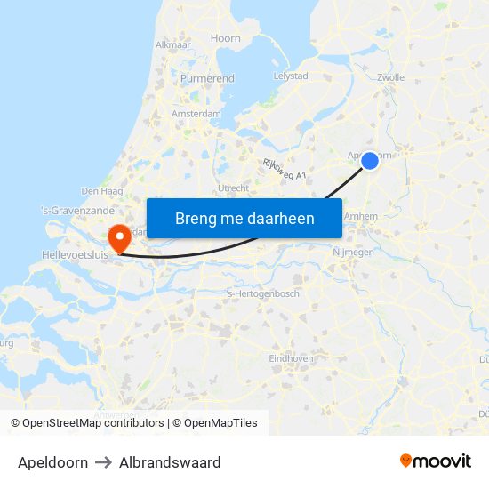 Apeldoorn to Albrandswaard map