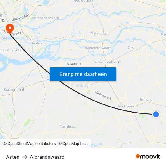 Asten to Albrandswaard map